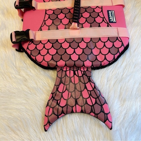 L.D.Dog Pink Mermaid Dog‎  Life Vest Jacket Ripstop With Rescue Handle Swimming - Picture 4 of 7